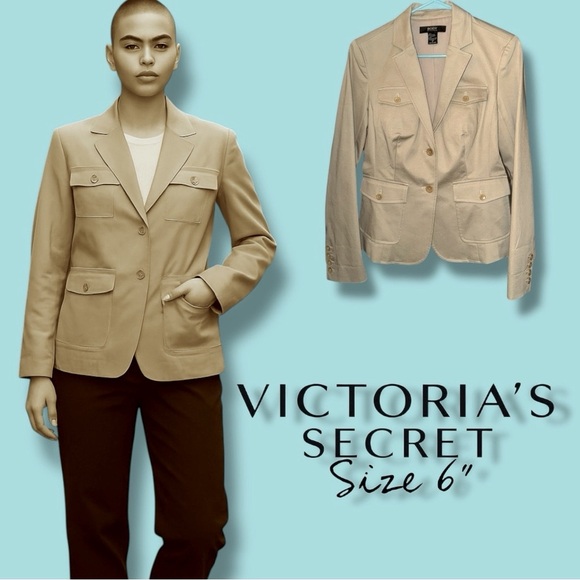 Victoria's Secret Tan Cargo Style Blazer Scandi Girl Architectural Size 6 EUC - Picture 1 of 16